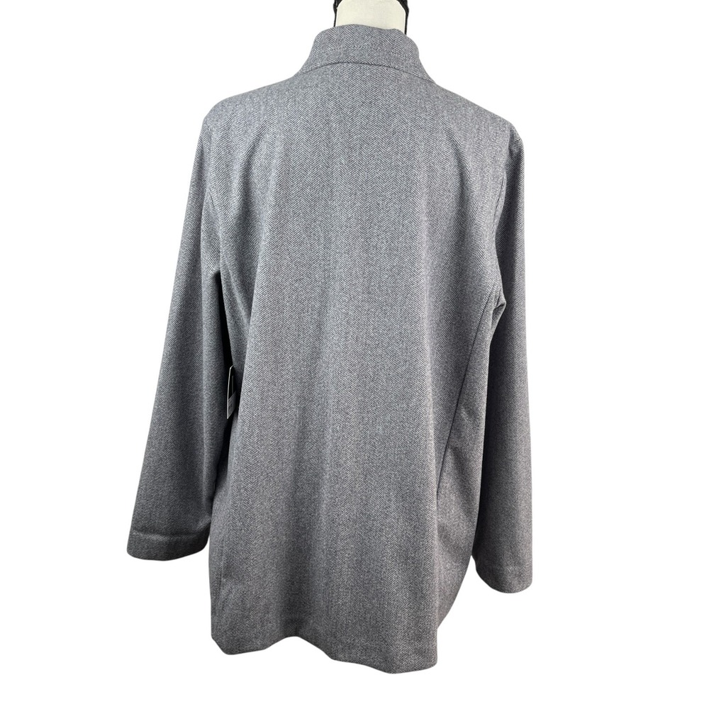 Simply Vera Vera Wang Women's Open Front Cardigan Large Gray Herringbone Pockets - Picture 4 of 11